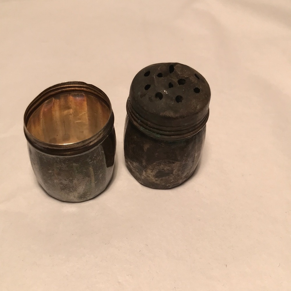 Vintage Sterling Silver Individual Salt Pepper Shakers 1 Set of 2